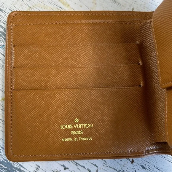 Louis Vuitton beige monogram Mini Lin Canvas Compact wallet